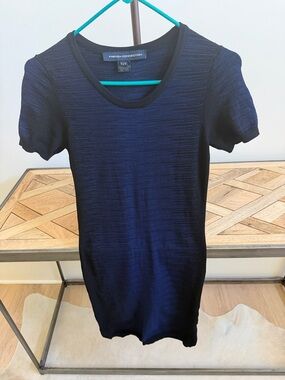 French Connection Deep Navy Textured Short Sleeve Dress